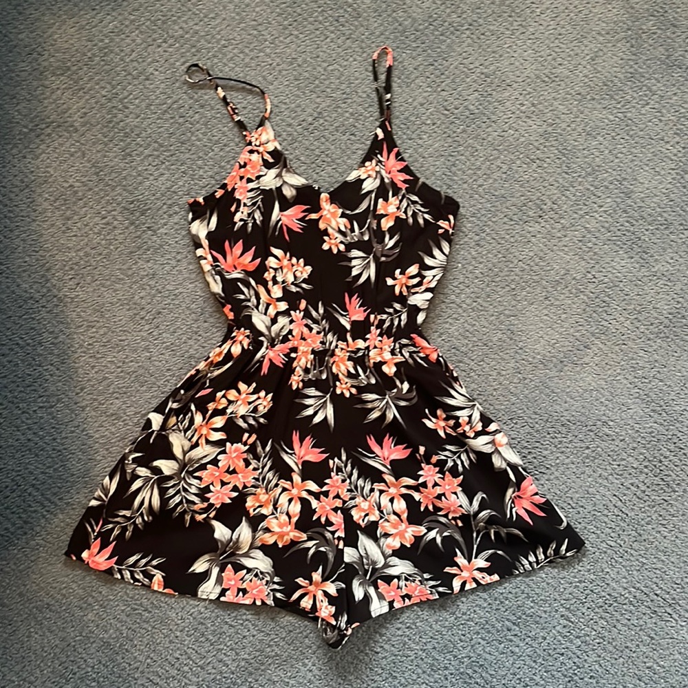 H&M Black Floral Romper Size 2